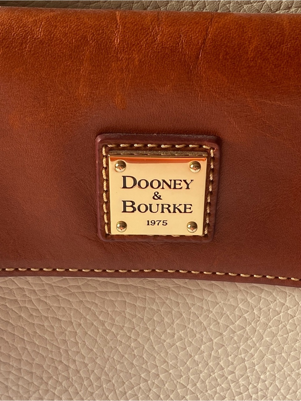 Dooney & Bourke "Aubrey Satchel", Bone/Cognac, Excellent Condition, $95.00 - Picture 5 of 7
